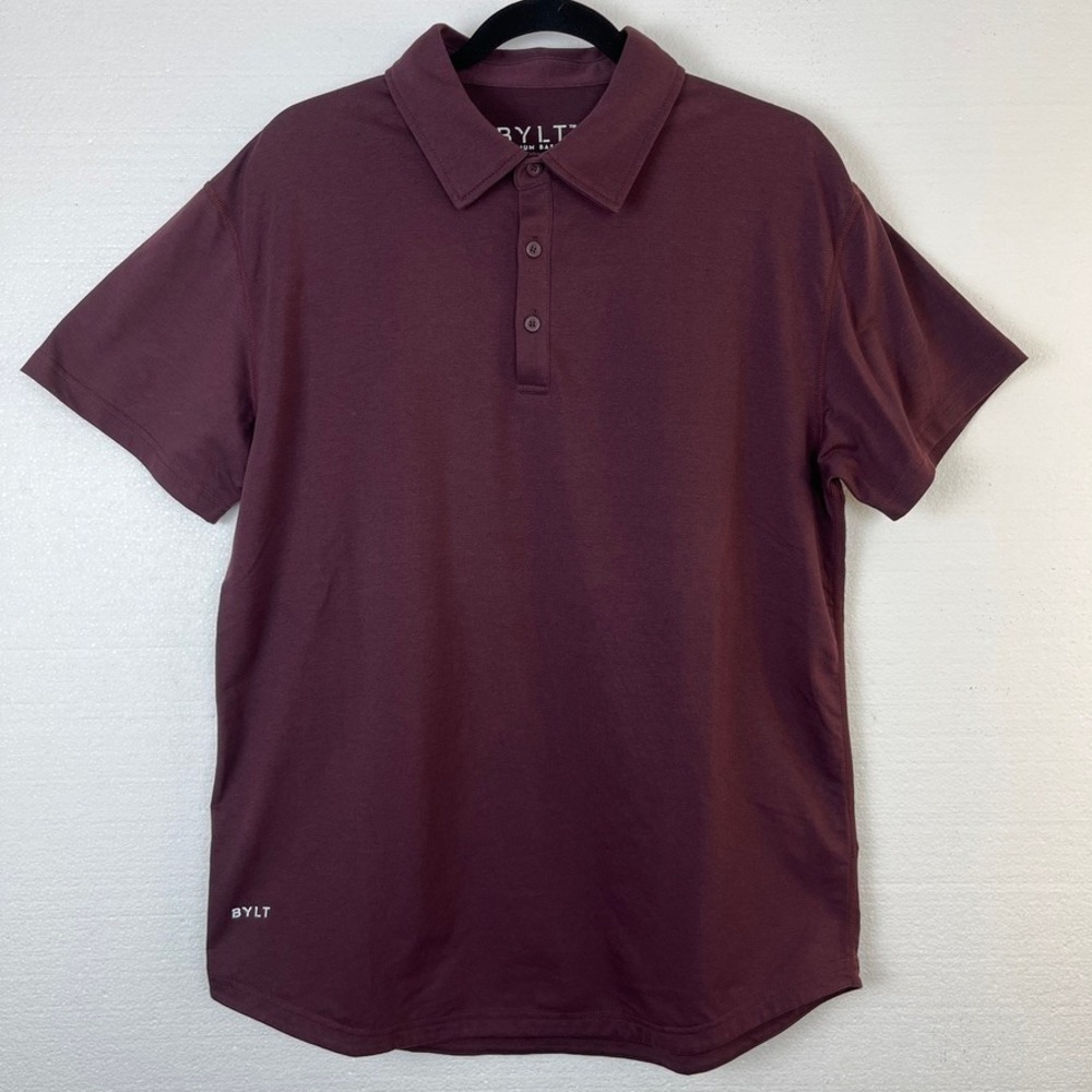 BYLT Premium Basics Short Sleeve Polo‎ Shirt Mens Burgundy Size M Casual Golf